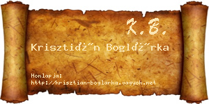 Krisztián Boglárka névjegykártya